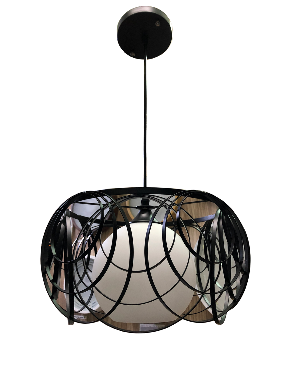 black sphere pendant light