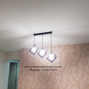 9145/3 Black Cube E27 Dining Lamp (Climate Voucher Eligible)