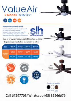 Crestar Valueair 5B 48"/55" DC Motor Ceiling Fan
