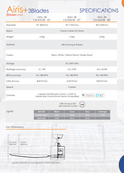 Crestar Airis+ 3 Blade 33"/42"/48" Smart Ceiling Fan