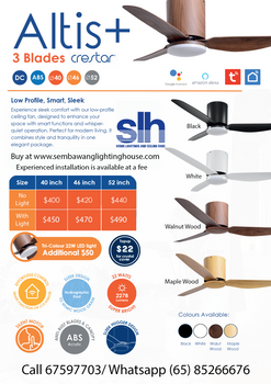 Crestar Altis+ 40"/46"/52" 3 Blade Smart Ceiling Fan