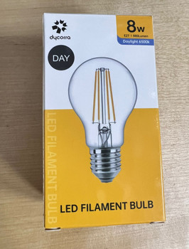 Dycorra E27 Single Color LED Filament bulb 8W (Daylight, Warm)