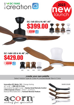 Acorn Creation DC168 42"/48" Hugger  Ceiling Fan
