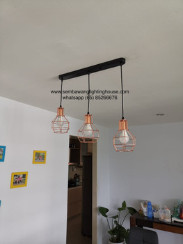 8901/3 Gold Cage E27 Dining Lamp (Climate Voucher Eligible)