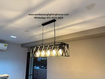 9945/5L Black industrial rectangular dining lamp (Climate Voucher Eligible)