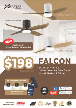 Bestar Falcon  36"/46" /52" DC Ceiling Fan
