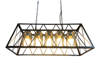 9727/5L Black industrial rectangular dining lamp (Climate Voucher Eligible)