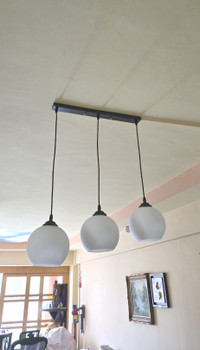 180/3L Black Glass Dining Lamp