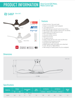 7.7 SALE: KDK Airy Bundle E48GP + F40GP 48" and 40" DC LED Ceiling Fan with Light