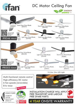 iFan 3 Blades 46in/52in Ceiling Fan with Light