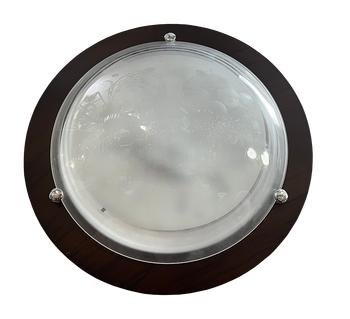 9011-400mm Wood Frame Glass Cover Ceiling Light