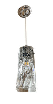 1014/1 Silver E27 Crystal Pendant Lamp