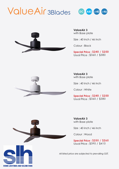 Crestar Valueair 3B 40"/46" DC Motor Ceiling Fan