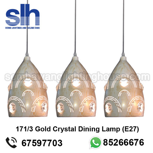 171/3 Gold Crystal E27 Dining Lamp