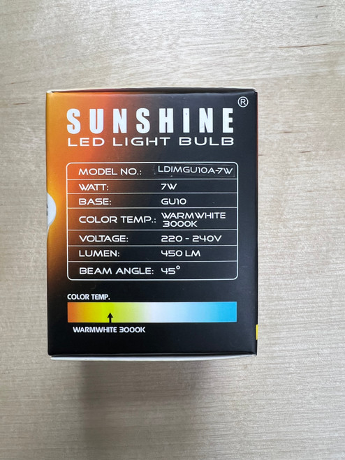 Sunshine GU10 LED Dimmable bulb 7W (Daylight, Warm)