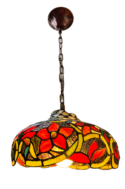 2205/1 Tiffany E27 Pendant Lamp (Red Flower)