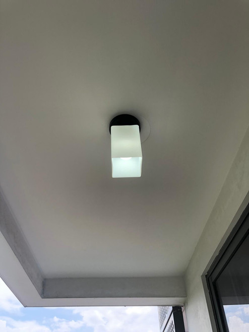 2002/1 White Square Glass E27 Ceiling Lamp