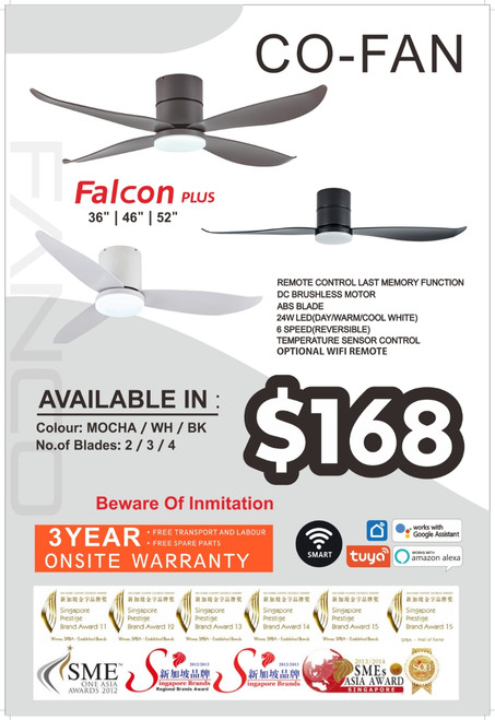 Fanco Falcon Plus 36"/46" /52" DC Ceiling Fan
