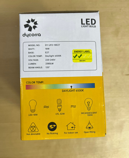Dycorra E27 Single Color LED UFO bulb 28W (Daylight)