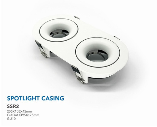 Liniq R2 Rectangle GU10 Spotlight (Black/White) (surface: 205mmx105mm, cuthole: 95x175mm)