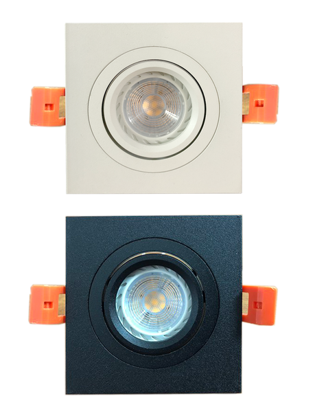 1345/1 Square GU10 Spotlight (surface 96mm cuthole 80mm) (White/ Black)