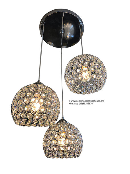 8360/3 Silver E27 Crystal LED Dining Lamp (Climate Voucher Eligible)