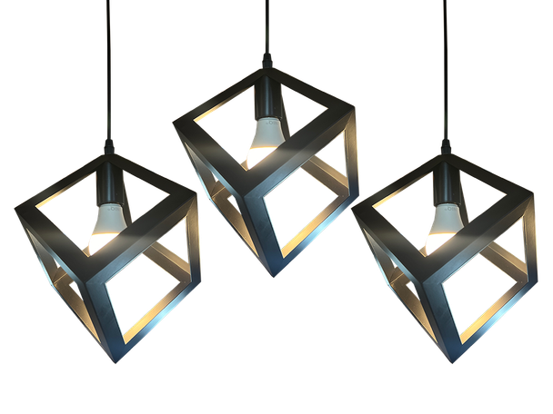 9145/3 Black Cube E27 Dining Lamp (Climate Voucher Eligible)