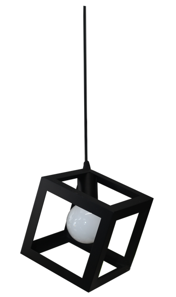 9145/1 Black Cube E27 Pendant Lamp