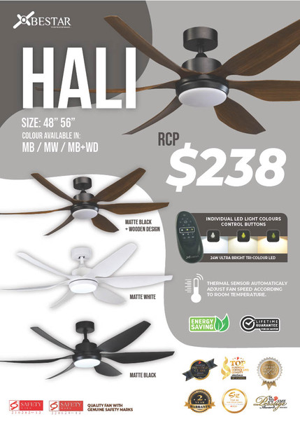 Bestar Hali 48"/56"  6 blade ceiling fan