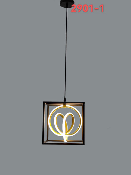 2901-1 Black Square Modern Hanging Lamp