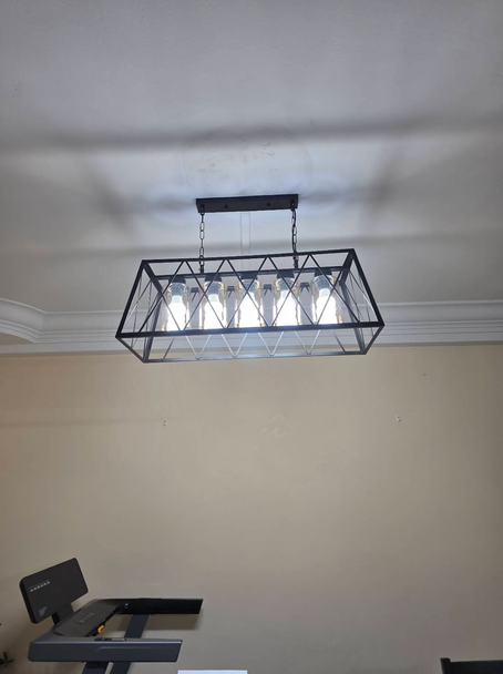 9727/5L Black industrial rectangular dining lamp (Climate Voucher Eligible)