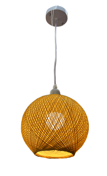 8018 Single White Rattan E27 Pendant Lamp