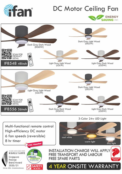 iFan 5 Blades 48in/56in Ceiling Fan with Light