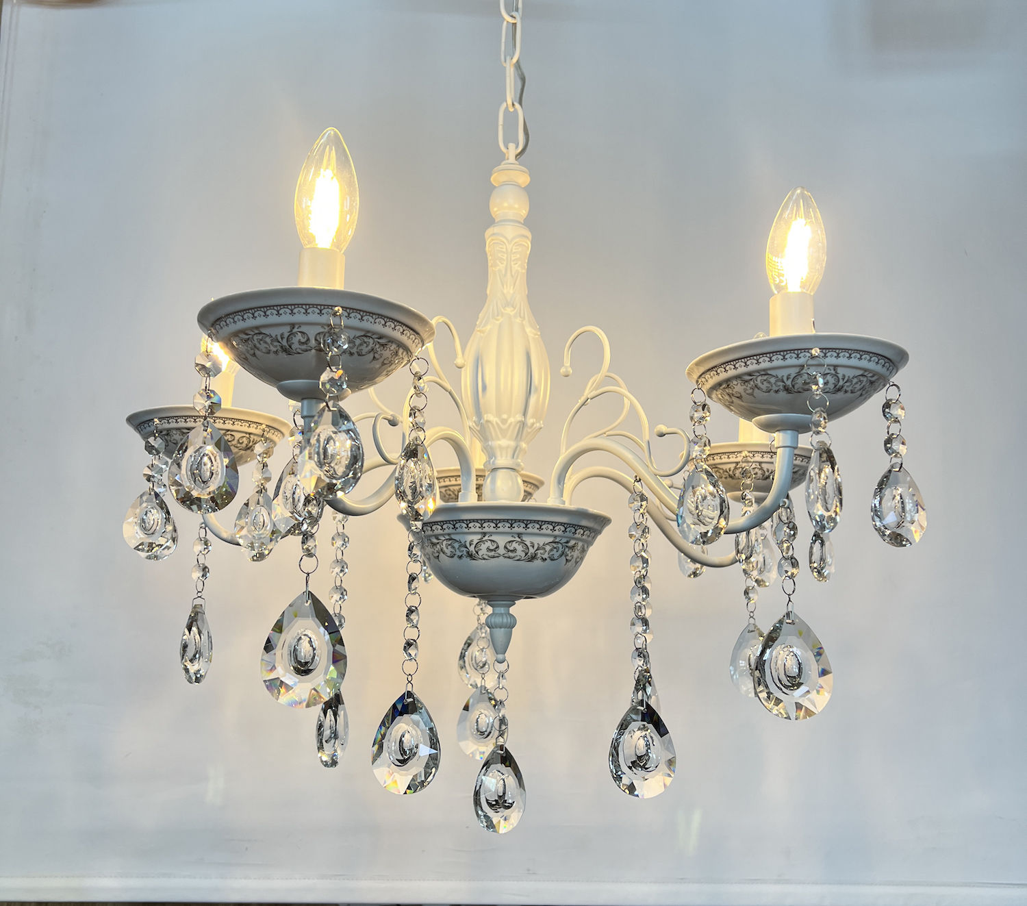 white and silver chandelier