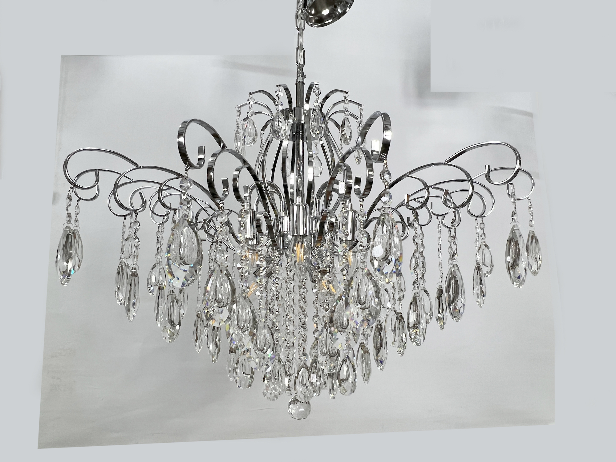 industrial chandelier with crystals