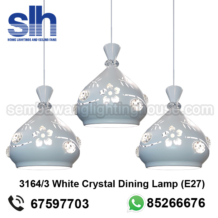 white and crystal lamp