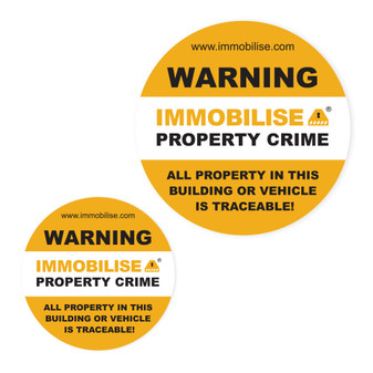 4 x Window decal stickers to deter theft  (38mm & 68mm diameters)