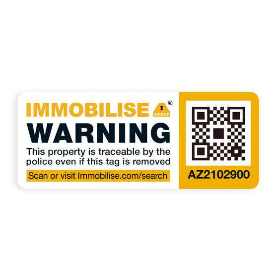 Immobilise QR coded security warning label