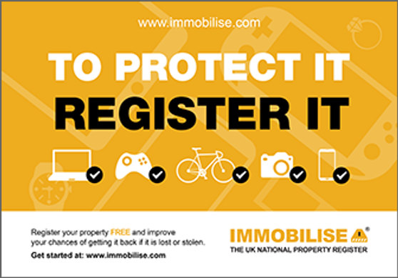 Immobilise Registration Landscape A3 Poster
