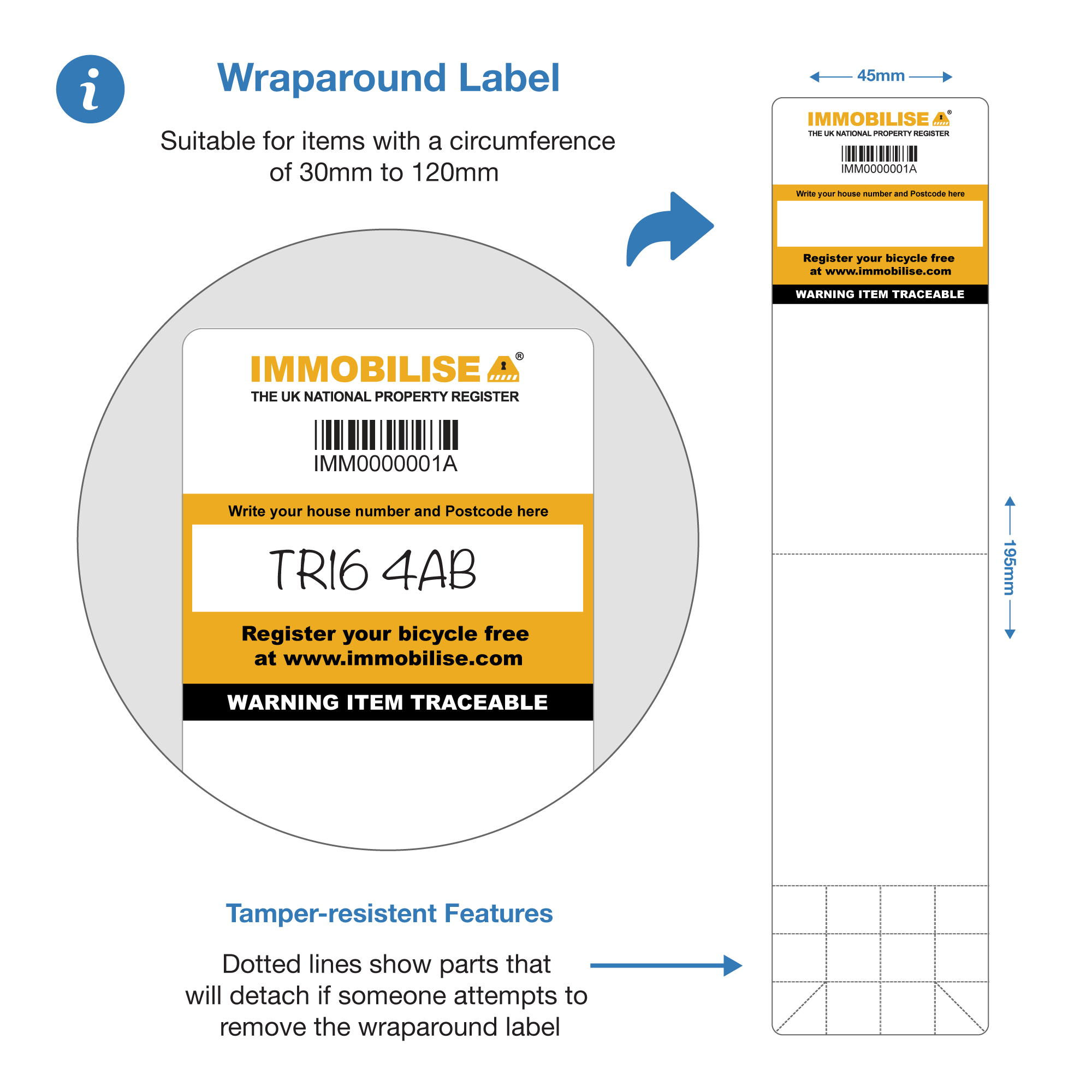 Wraparound Tamper-Resistant Barcoded ID Label - Immobilise Marking ...
