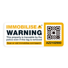 Immobilise QR coded security warning label