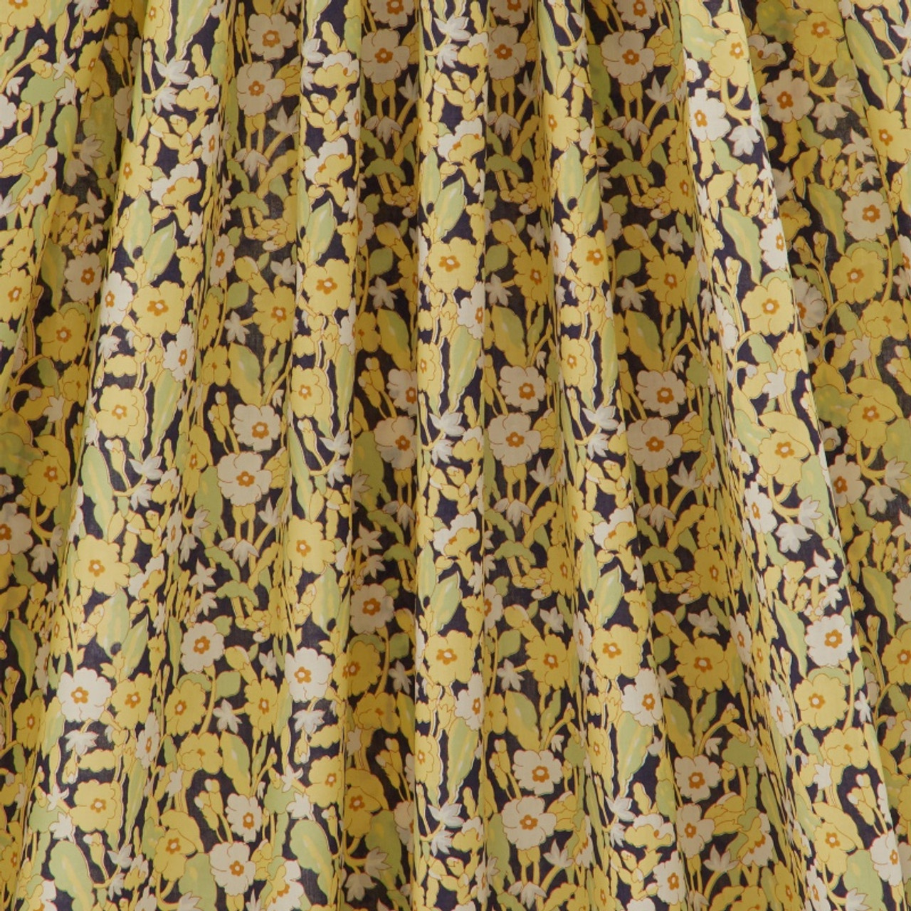 Liberty Fabrics: Primrose Path C (Yellow Florals Dark Base) Tana Lawn®