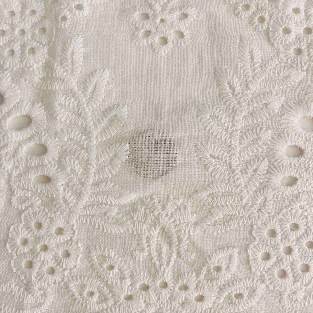 Clarissa Embroidered White Eyelet with Double Border Fancy Edge (53" wide)