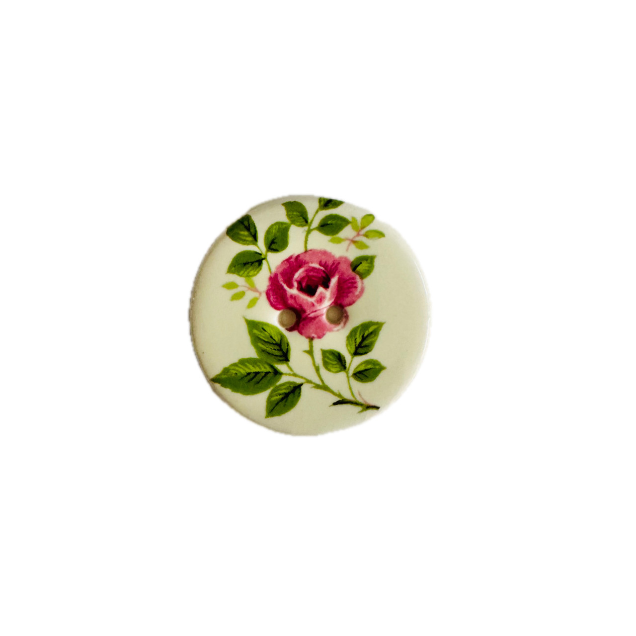 Rose Beauty Round Ceramic Button