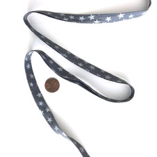 Grey Metallic Stars - Double Fold 1 cm Bias Binding Tape Grey Metallic Stars - Double Fold 1 cm Bias Binding Tape