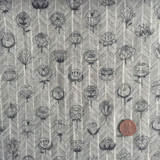 Kokka - Retro Flower on Herringbone - Dark Gray (double gauze) Kokka - Retro Flower on Herringbone - Dark Gray (double gauze)