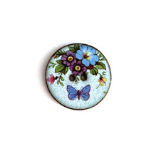 Sky Blue Butterfly Floral Ceramic Button - 1 and 1/16" Sky Blue Butterfly Floral Ceramic Button - 1 and 1/16"
