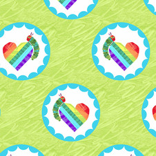 Andover - The Very Hungry Caterpillar Bright - Hearts in Green