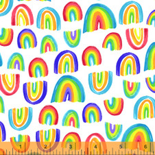 Windham Cubby Bear (Flannel) - Painted Rainbow in White Windham Cubby Bear (Flannel) - Painted Rainbow in White