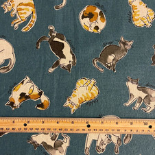 Cosmo: Cats Types on Teal (Cotton Linen) - 1.25 yards Cosmo: Cats Types on Teal (Cotton Linen) - 1.25 yards